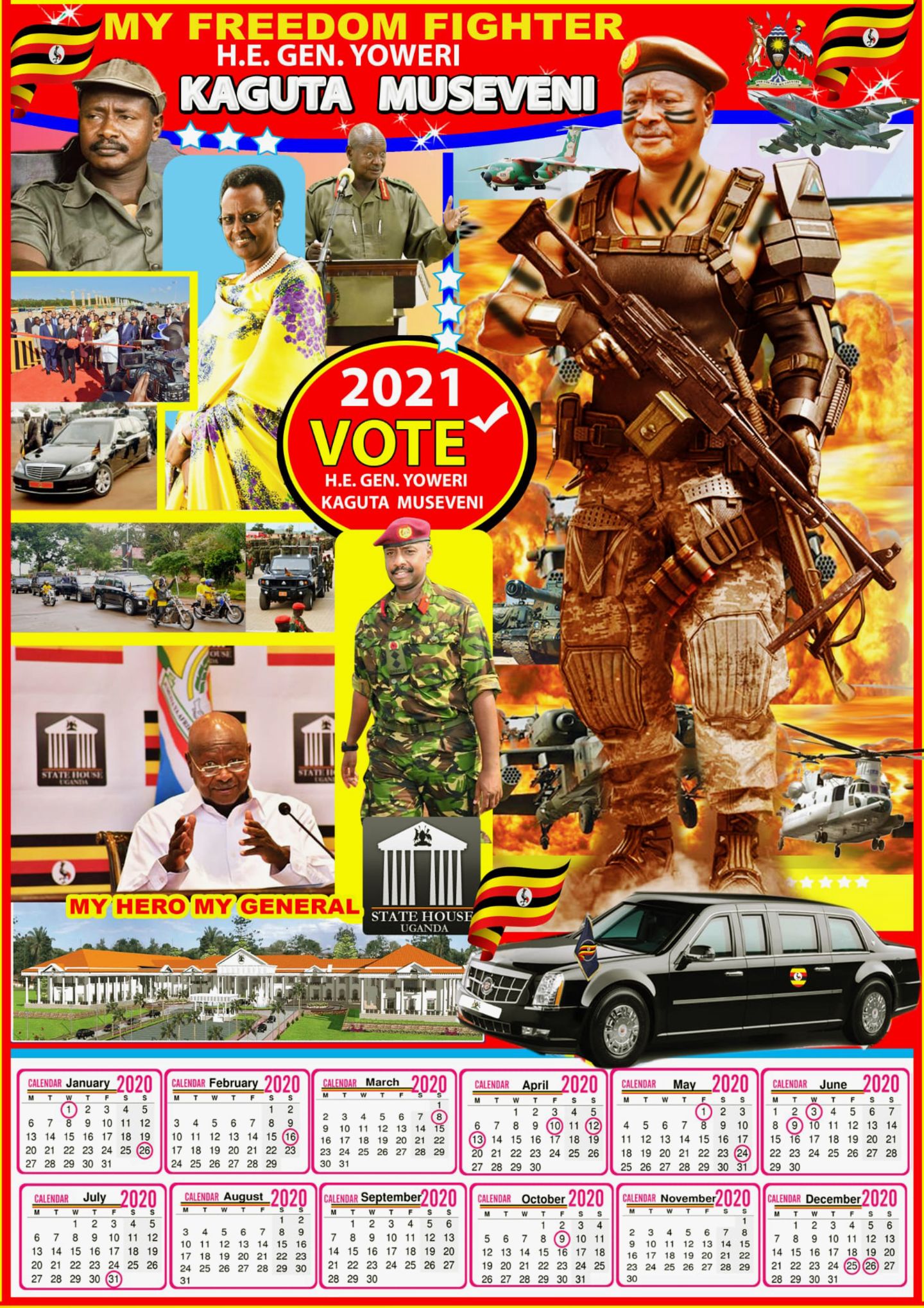 Poster zeigt Yoweri Museveni