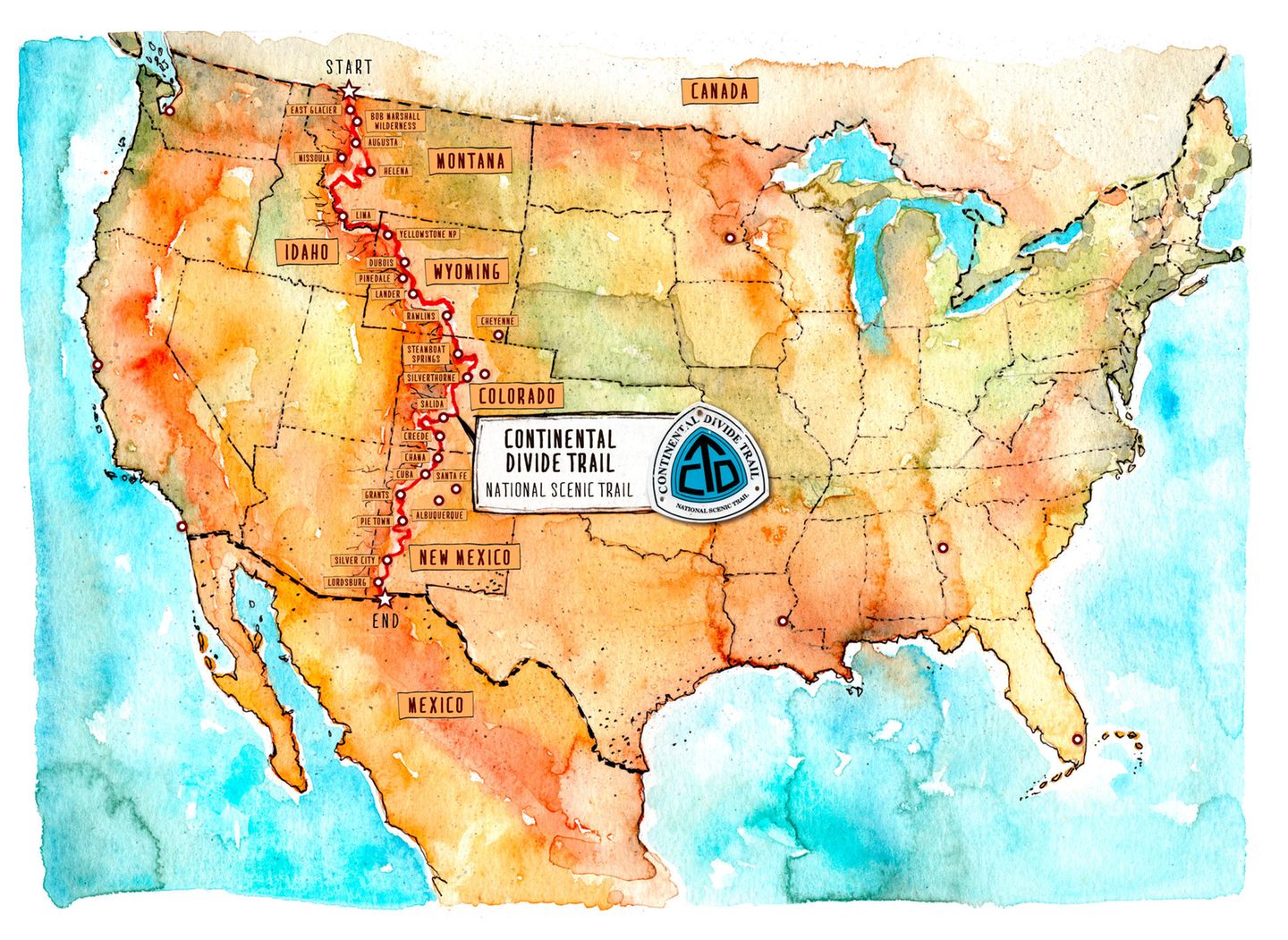 Der Weg von Monatana, nach Idaho, über Wyoming, Colorado und New Mexico