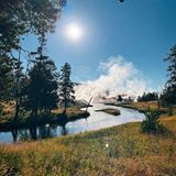 Dunst im Wasser im Yellowstone National Park