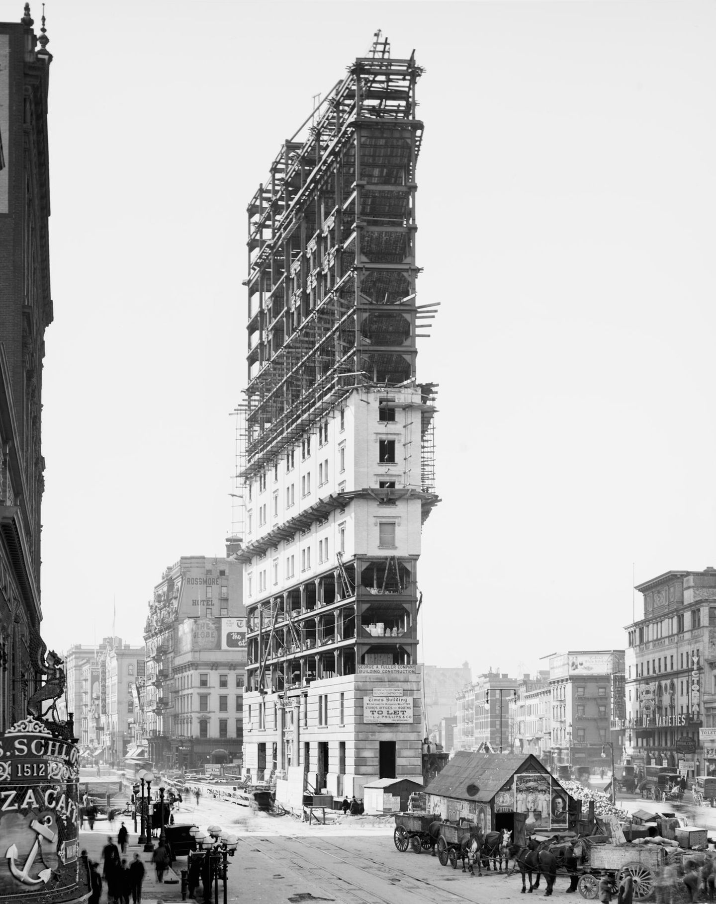 Eine Landmarke entsteht Ein New Yorker Hochhaus im Bau, um 1900, SW-Foto