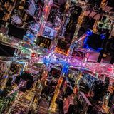 Luftbild des Times Square bei Nacht