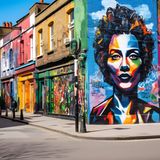 Graffiti Kunst in Camden an einer Hauswand