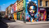Graffiti Kunst in Camden an einer Hauswand