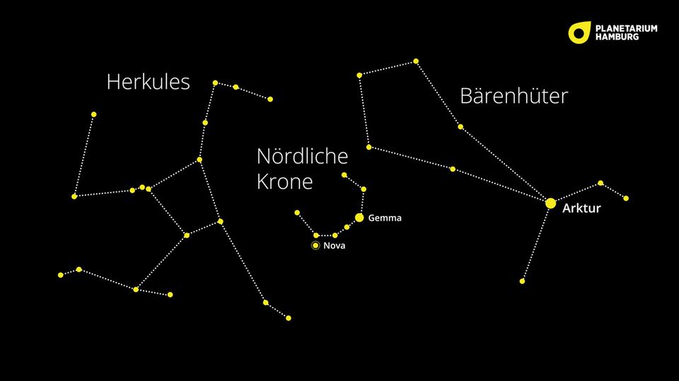 Zwischen Herkules und Bärenhüter erscheint im April das markante Sternzeichen der Nördlichen Krone 