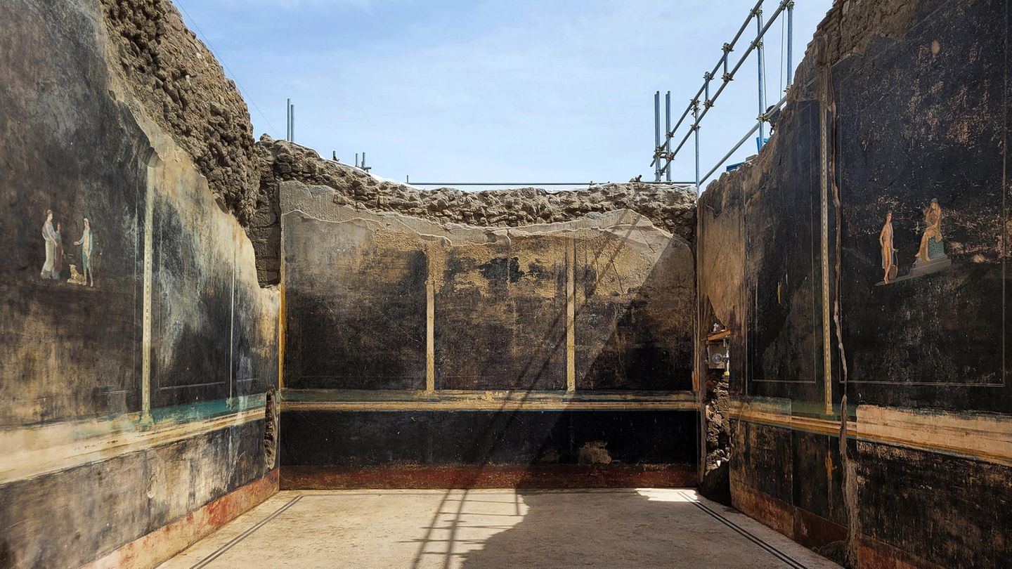 Blick auf Ausgrabung in Pompeji Blick auf Ausgrabung in Pompeji