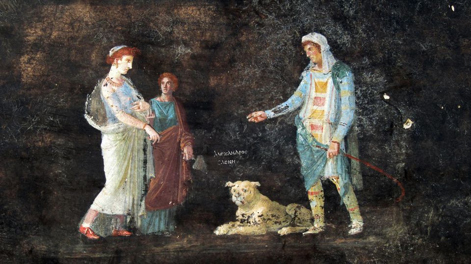 Archäologie: Die griechische Königin Helena und der trojanische Prinz Paris: In der griechischen Mythologie entführt Paris die Königin nach Troja und löst damit den Trojanischen Krieg aus Die griechische Königin Helena und der trojanische Prinz Paris: In der griechischen Mythologie entführt Paris die Königin nach Troja und löst damit den Trojanischen Krieg aus