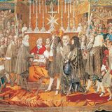 Am 18. November 1663 standen sich König Ludwig XIV. (rechts) und Vertreter der Schweizer Eidgenossenschaft (links) in der Kathedrale gegenüber, um die Erneuerung ihrer Soldallianz zu besiegeln. Das Militärbündnis erlaubte es dem französischen König, bis zu 16.000 eidgenössische Söldner anzuwerben, im Austausch für Handelsprivilegien in Frankreich. Für die Schweiz war der Solddienst eine wichtige wirtschaftliche Stütze. Zusehends entwickelte sich Notre-Dame zum Schauplatz von Politik und Wirtschaft