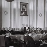 Ben Gurion verliesst die Unabhängigkeitserklärung Israels