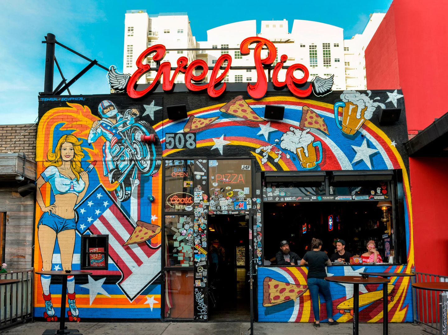 Fremont District in Las Vegas die Pizzeria Evel Pie