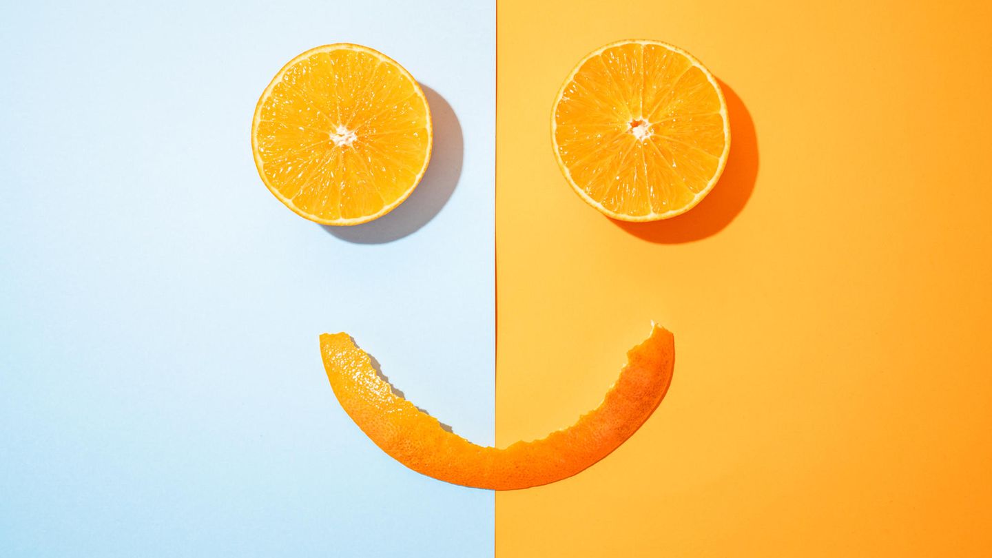 Orangen formen ein Lächeln