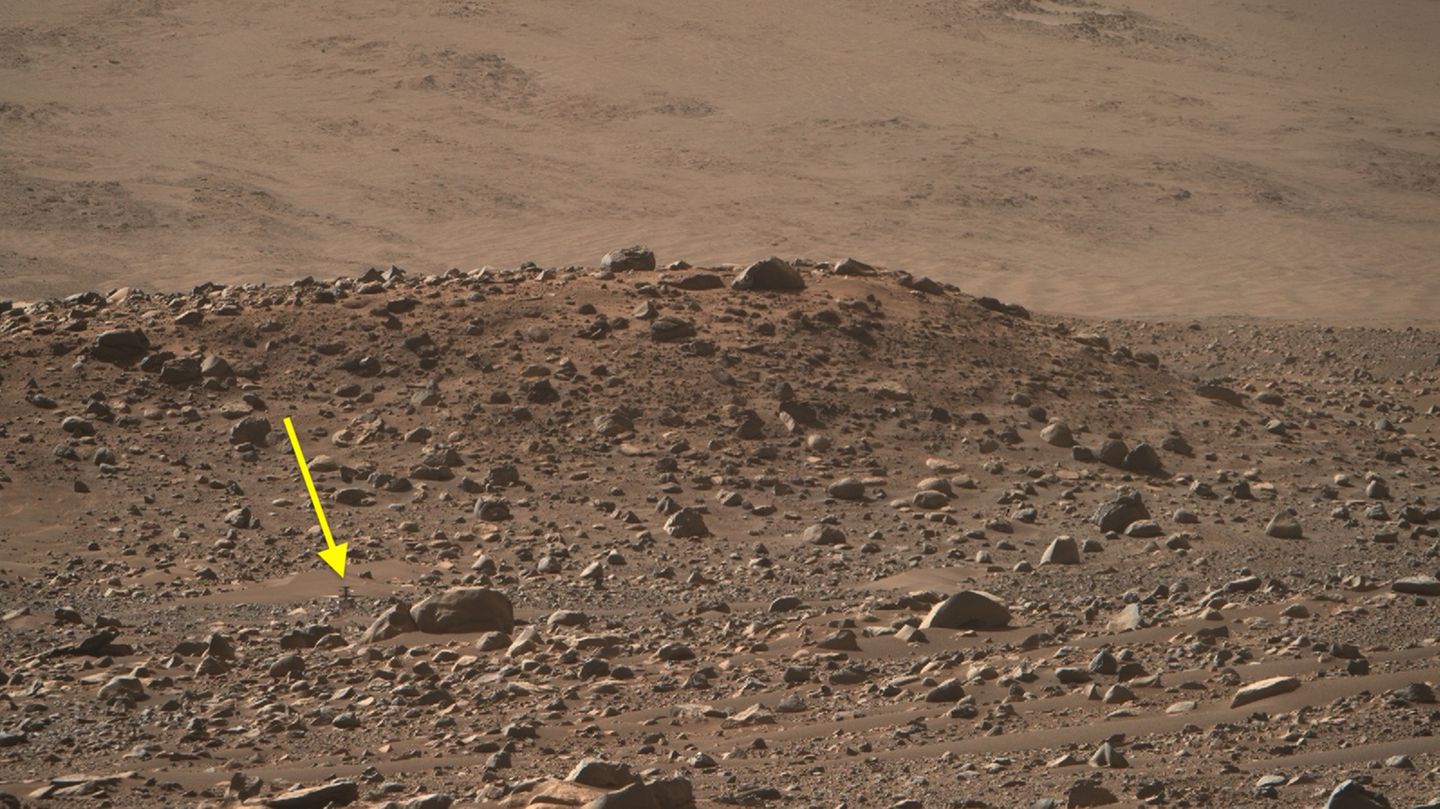 Drone Ingenuity versteckt  zwischen Geröll