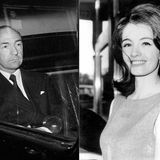 John D. Prufomo, mit ernstem Blick im Auto sitzend  (l.) und Christine Keeler, lachend (r.)