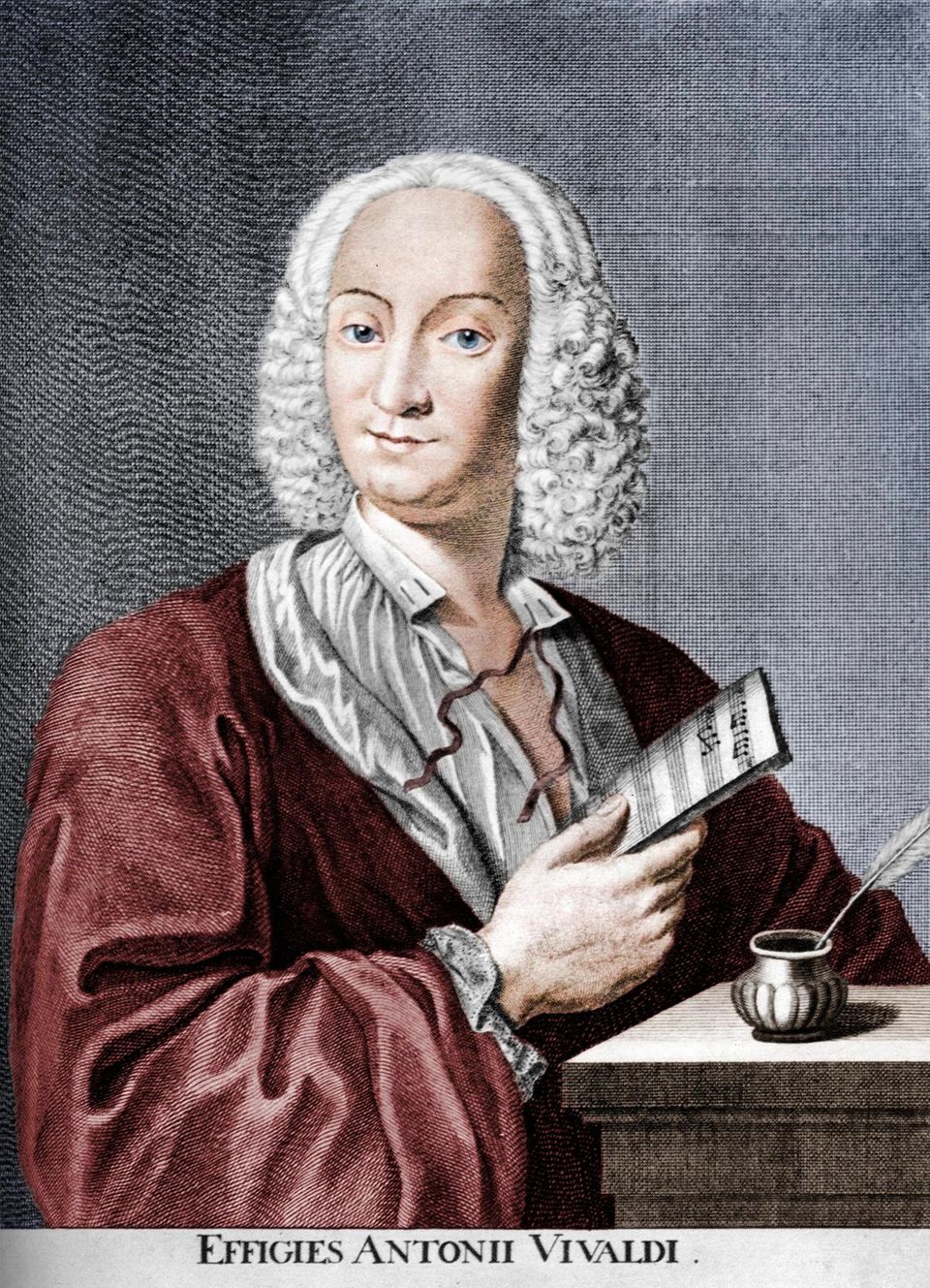 Ölgemälde von Antonio Vivaldi mit Notenblatt