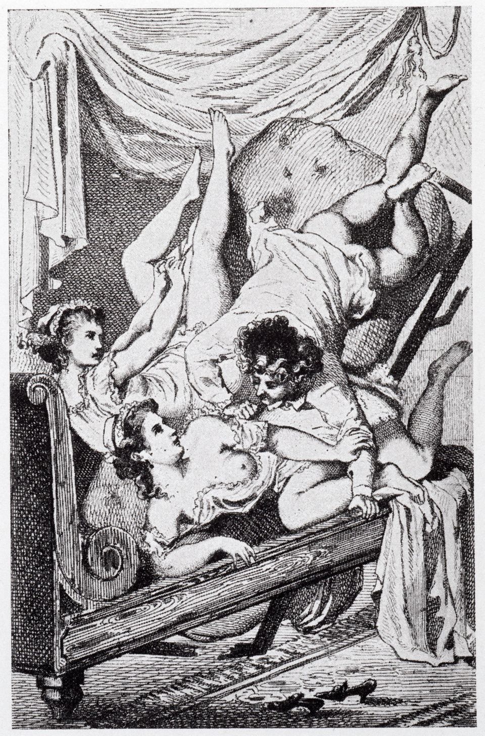 Casanova mit zwei Frauen im Bett