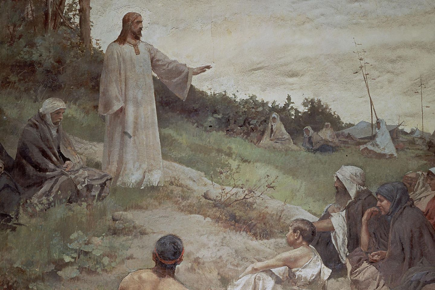 Jesus hält die Bergpredigt