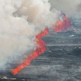 Erdriss eines Vulkanausbruch auf Island