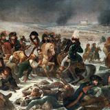 Napoleon zu Pferd in einer Schlachtszene