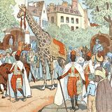 Die Giraffe Zarafa umringt von einer Menschenmenge