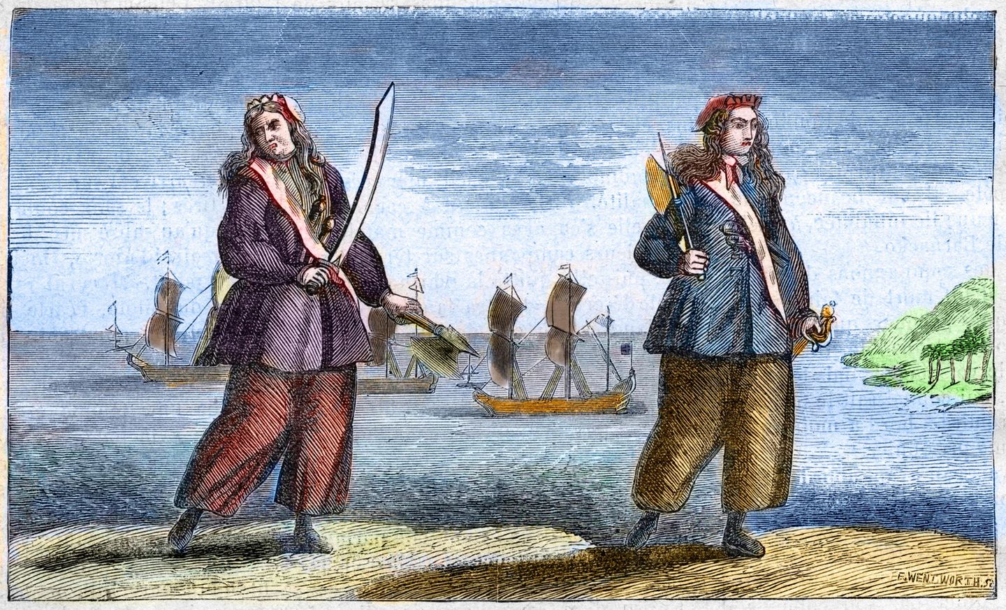 Anne Bonny und Mary Read schwingen Schwert und Axt