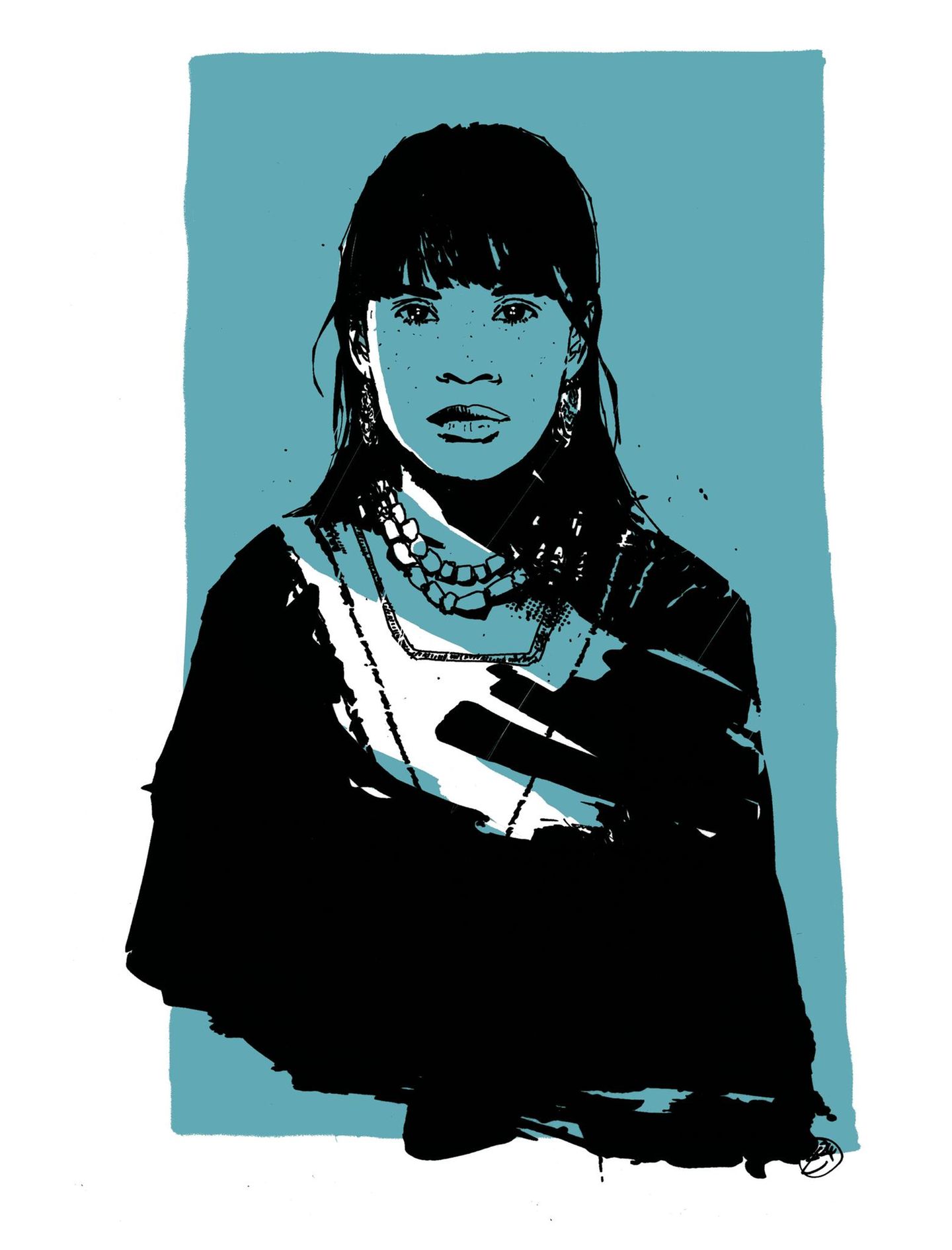 Gezeichnetes modernes Porträt von Malinche
