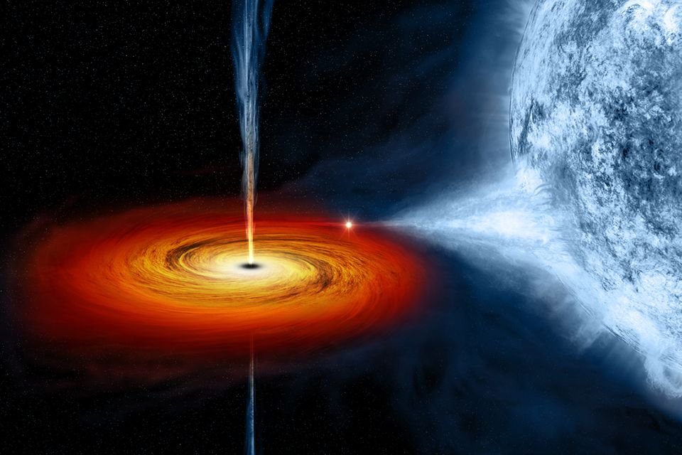 Eine Illustration vom Schwarzen Loch Cygnus X-1 1.4118
