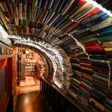 LOS ANGELES, CA - APRIL 14: A view of interior of The Last Bookstore in Los Angeles, California, United States on April 14, 2024.The Last Bookstore was used as a filming location in movies like Gone Girl (2014) and Under the Silver Lake (2018). There is also a documentary about Spencer's story named 'Welcome to the Last Bookstore' which was released in 2016.