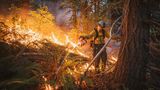 Humboldt County, Kalifornien: Erst in den letzten Jahren haben Behörden und Wissenschaftler begonnen, das Feuer als entscheidenden Bestandteil der Waldbewirtschaftung und als Ritual zu begreifen, das sie mit den kulturellen Praktiken der Ureinwohner verbindet. Steven Saiz von der Gemeinschaft der Hoopa (im Bild) ist einer von vielen amerikanischen Ureinwohnern, die dafür kämpfen, ihr angestammtes Recht auf Feuer auf kalifornischem Land zurückzuerlangen   