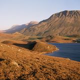 Eine Hügellandschaft mit weichem Licht