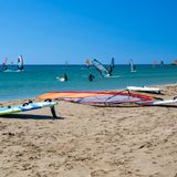 Surfer am Strand von Prasonisi, Beach, Rhodos, Dodekanes