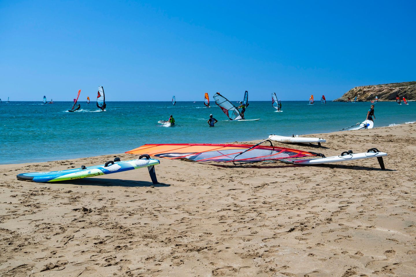 Surfer am Strand von Prasonisi, Beach, Rhodos, Dodekanes