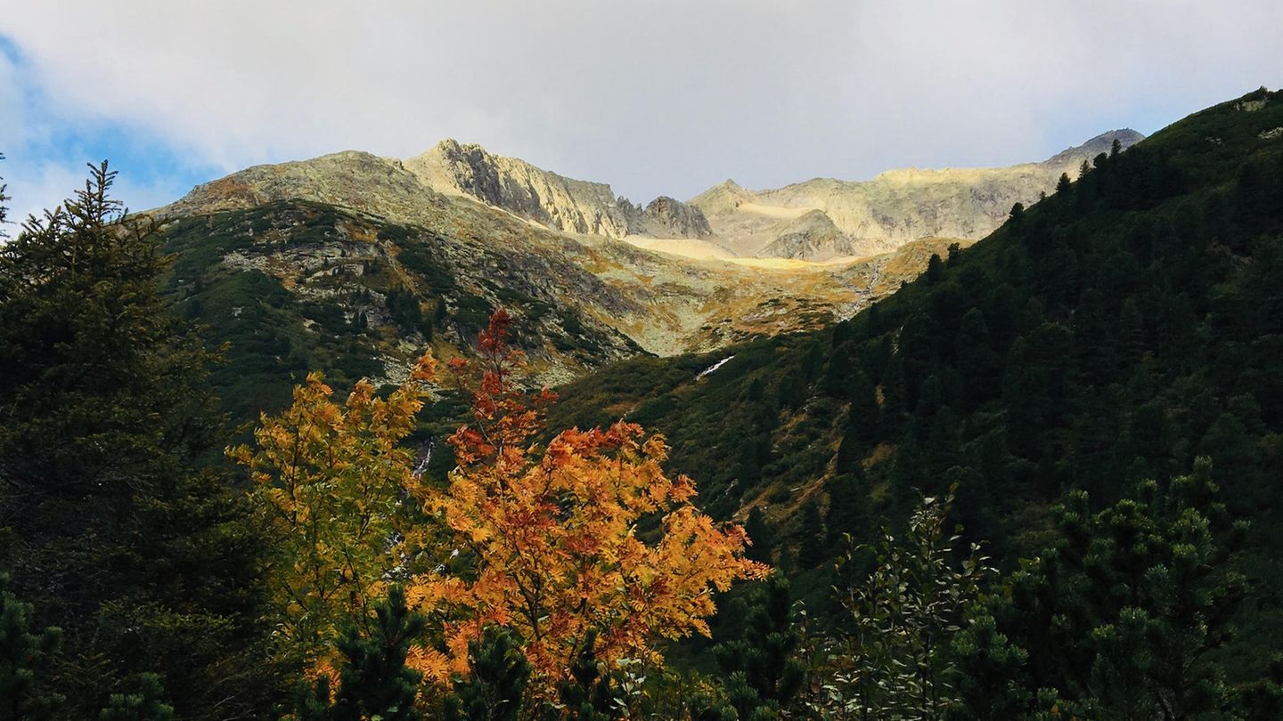 Wipptal, Wanderung vom Brennerpass zur Enzianhütte Berge im Sonnenschein