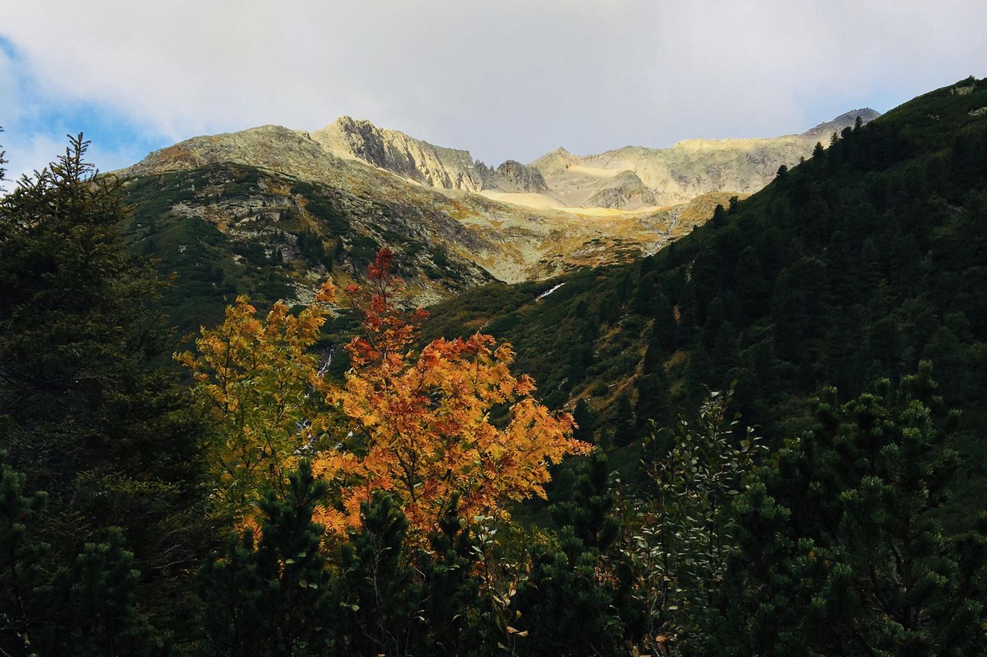 Wipptal, Wanderung vom Brennerpass zur Enzianhütte Berge im Sonnenschein