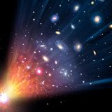 Grafik, wie sich das Universum vom Urknall bis heute entwickelte