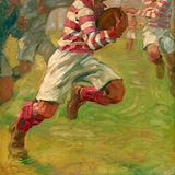Gemälde eines Rugby-Spiels