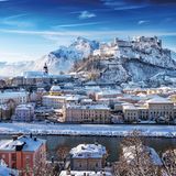 Salzburg Stadtansicht im Schnee
