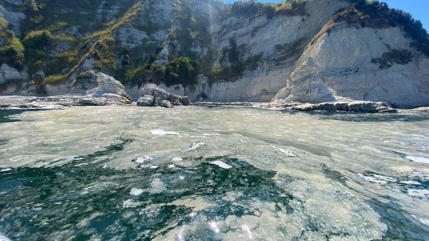 Sommerurlaub-Algenschleim-an-der-Adria-Getr-bter-Badespa-in-Italien