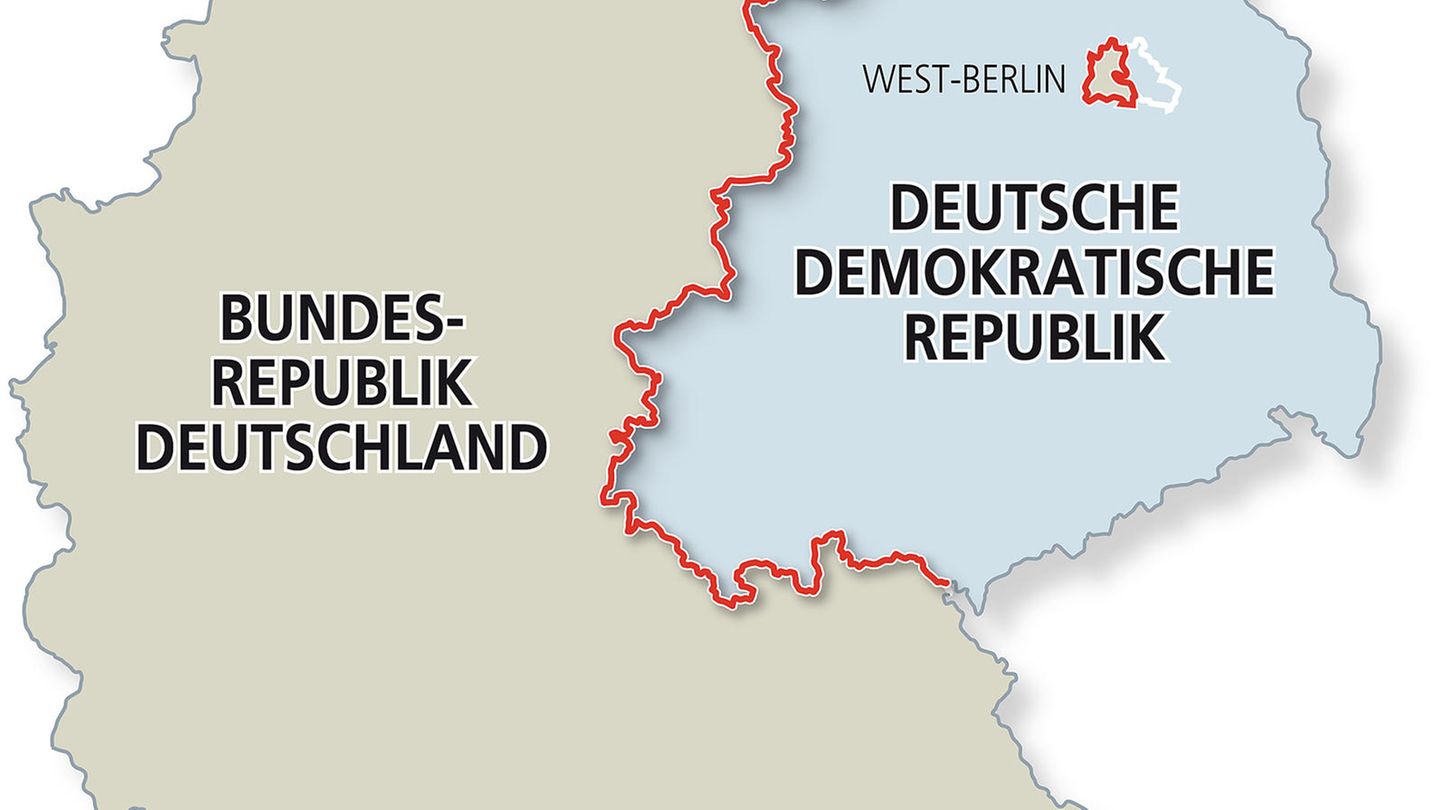 Nach dem Zweiten Weltkrieg wird Deutschland in vier Zonen aufgeteilt. 1949 wird in der Ostzone die Deutsche Demokratische Republik (DDR) gegründet, die nur im Namen demokratisch ist. In den drei Westzonen wird im gleichen Jahr das Grundgesetz beschlossen: Die Bundesrepublik Deutschland ist geboren. Ihre Hauptstadt: Bonn.