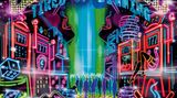 In Neonfarben gestaltetes Cover des Bildbandes "Casinoland" von Michael Rababy