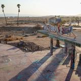 Verlassener Blick auf den Eingang des Rock a Hoola waterpark, Kalifornien, USA