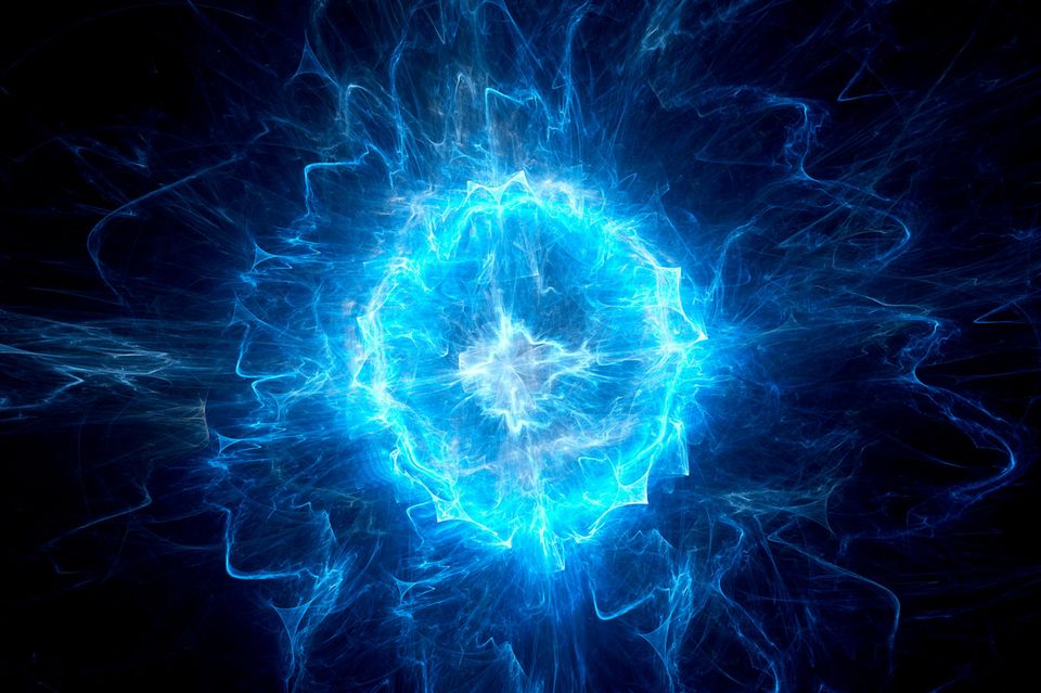 Computerillustration eines blauen Kugelblitzes 1.3333