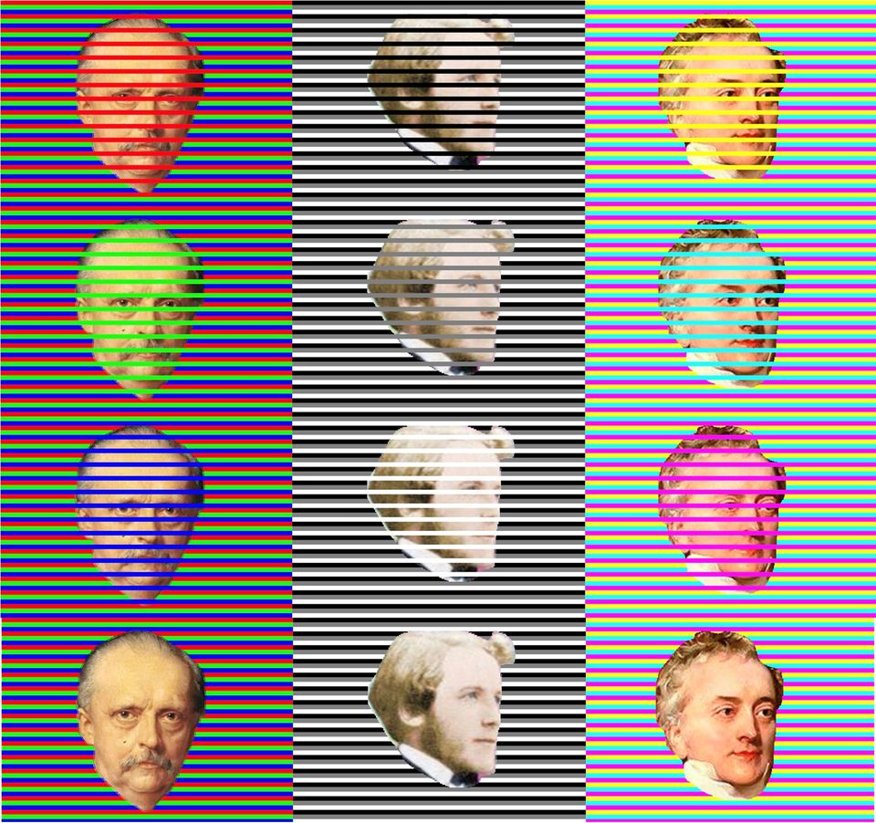 Gesichter sind auf farbigen Linien abgebildet