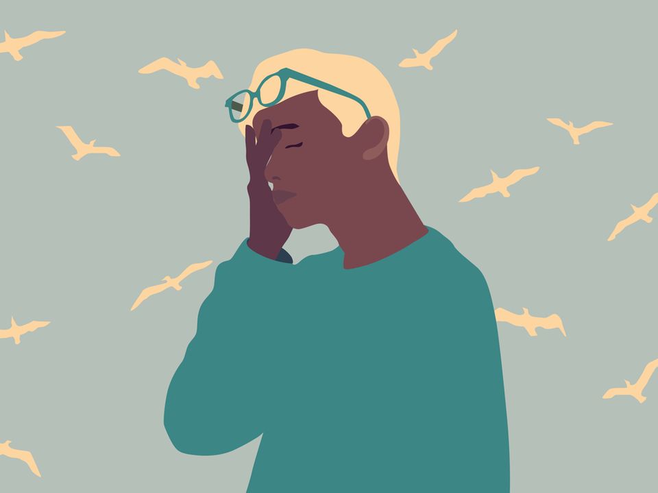 Cortisol reduzieren: Was steckt hinter dem Gesundheitstrend? Illustration einer Person, die müde ist