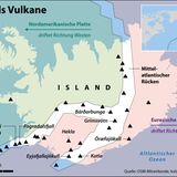 Infografik zu Islands Vulkanen in Farbe