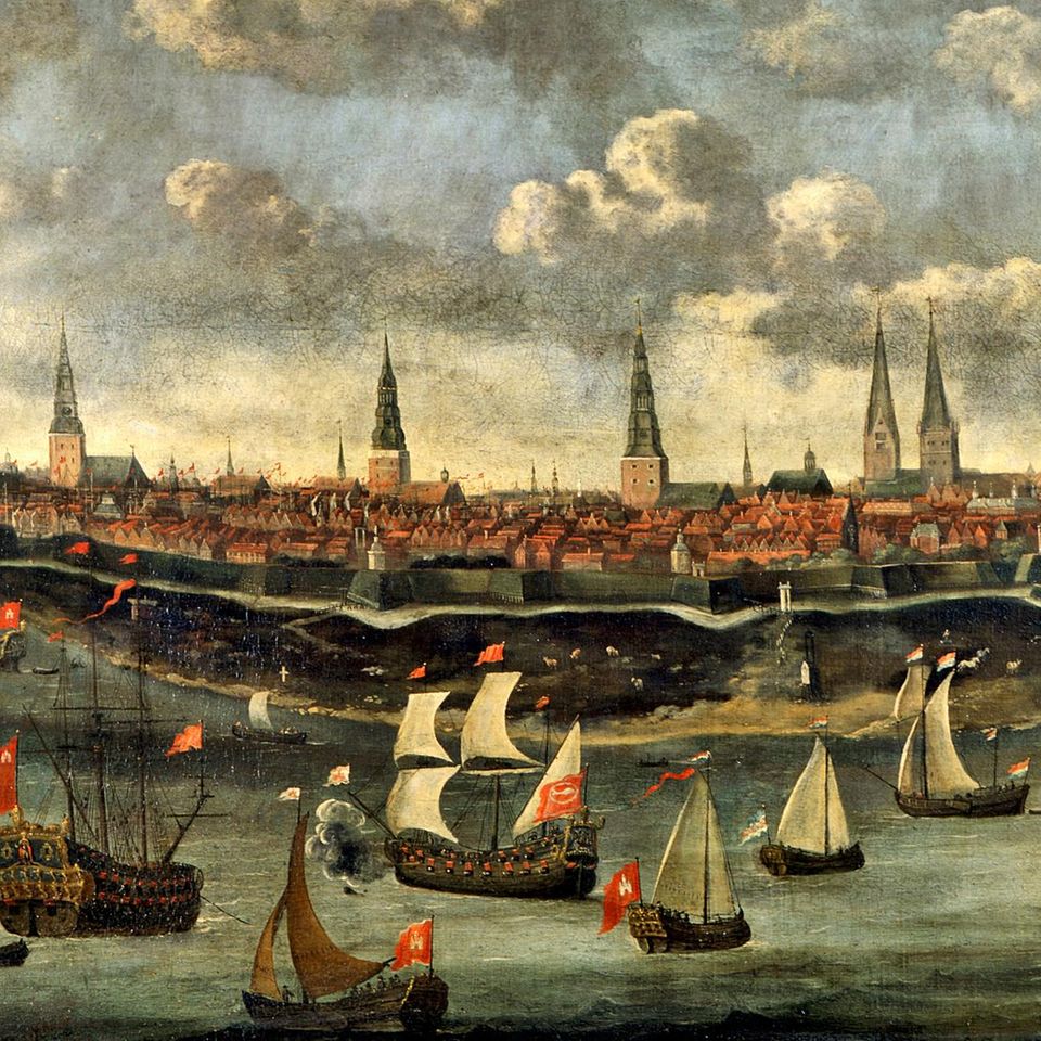 Gemälde von der Elbe/Hamburg