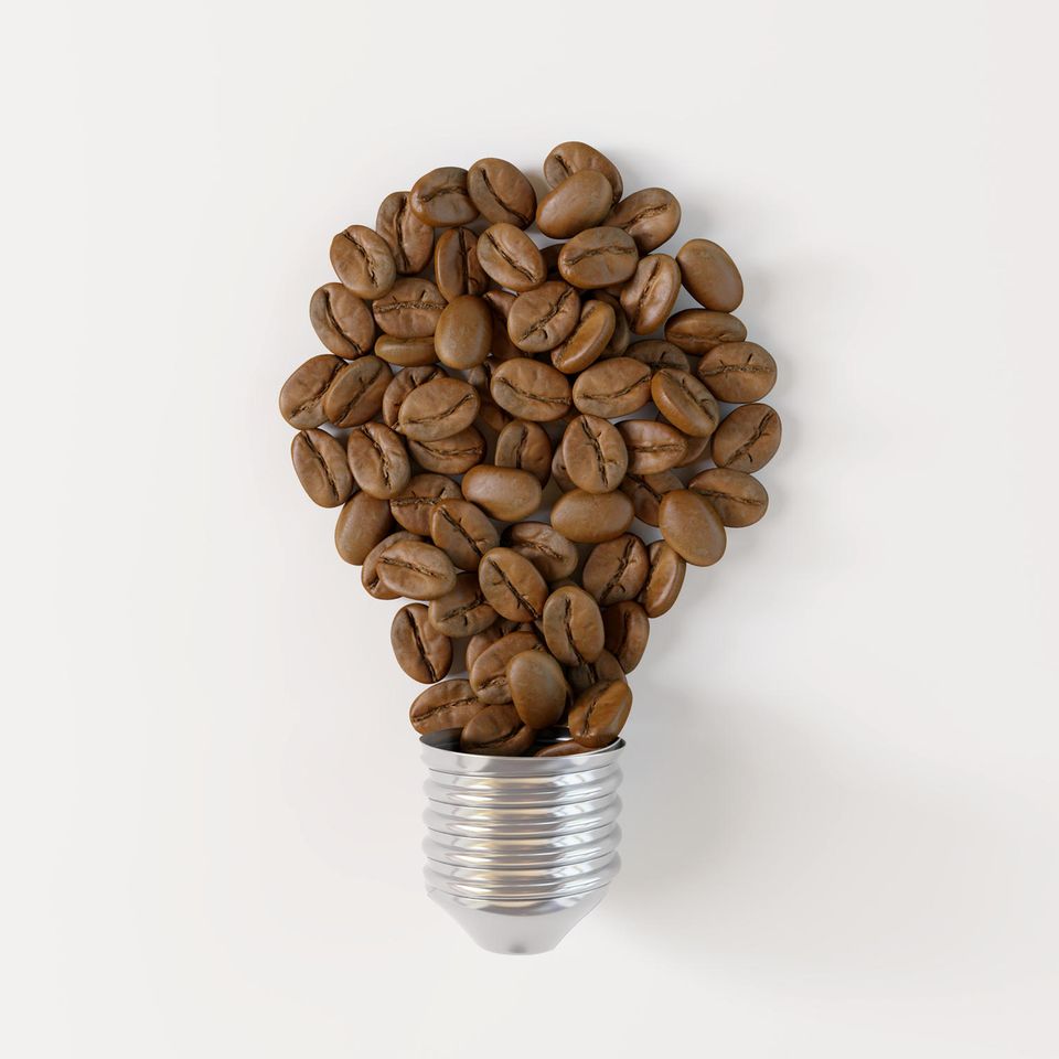 Glühbirne aus Kaffeebohnen