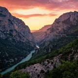 Sonnenuntergang über den Schluchten von Verdonschlucht