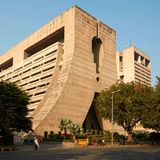 Aussenansicht des Palika Kendra, ein 21-stöckiges Gebäude in Neu-Delhi