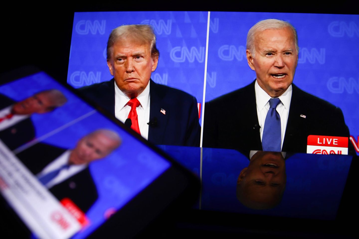 2024: Trump gegen Biden Joe Biden und Donald Trump im Fernsehen