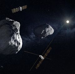 Hera mit ihren zwei Cube Sats