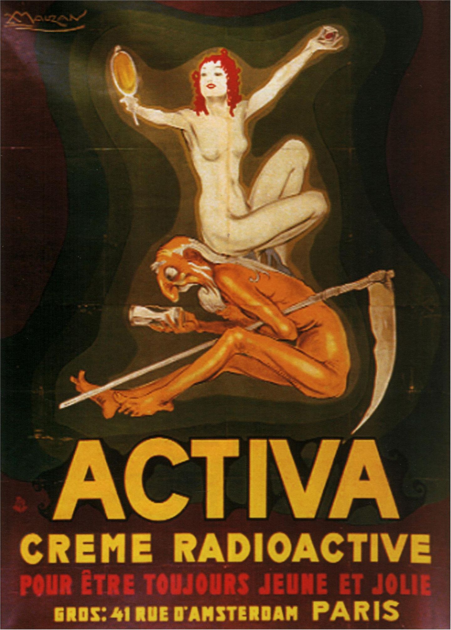 Werbeposter Aktiva Creme Radioaktiv